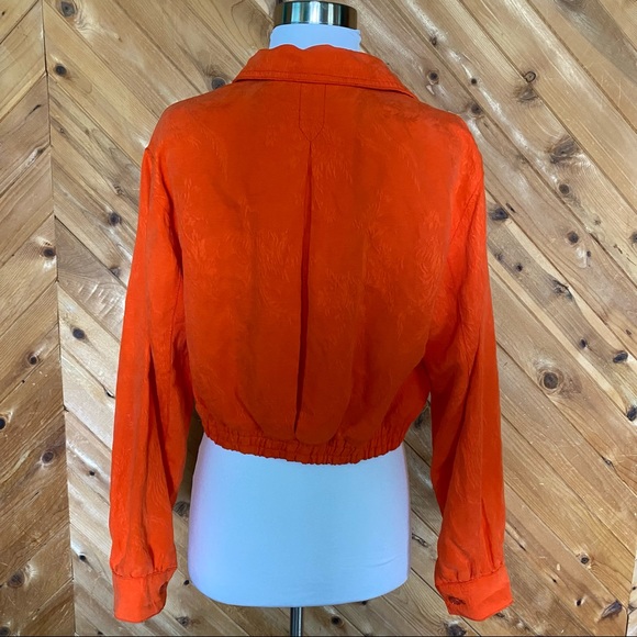 Anthropologie Cartonnier Eisenhower Orange Jacquard Bomber Jacket 
Sz XS - Picture 6 of 12
